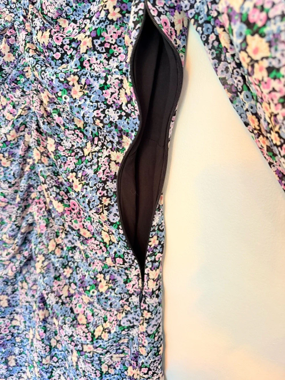 ASTR The Label Purple Multicolor Hi Lo Ruched Dress - Size Large